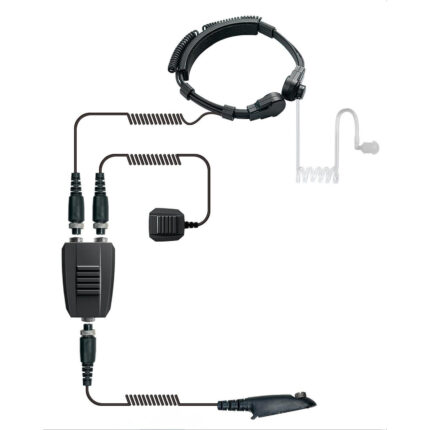 E8S5N-M5 Air Tube Earpiece Headset Microphone and speaker located at throat part, getting voice band by throat vibrating, which effectively cancel the noise and transmit the voice well